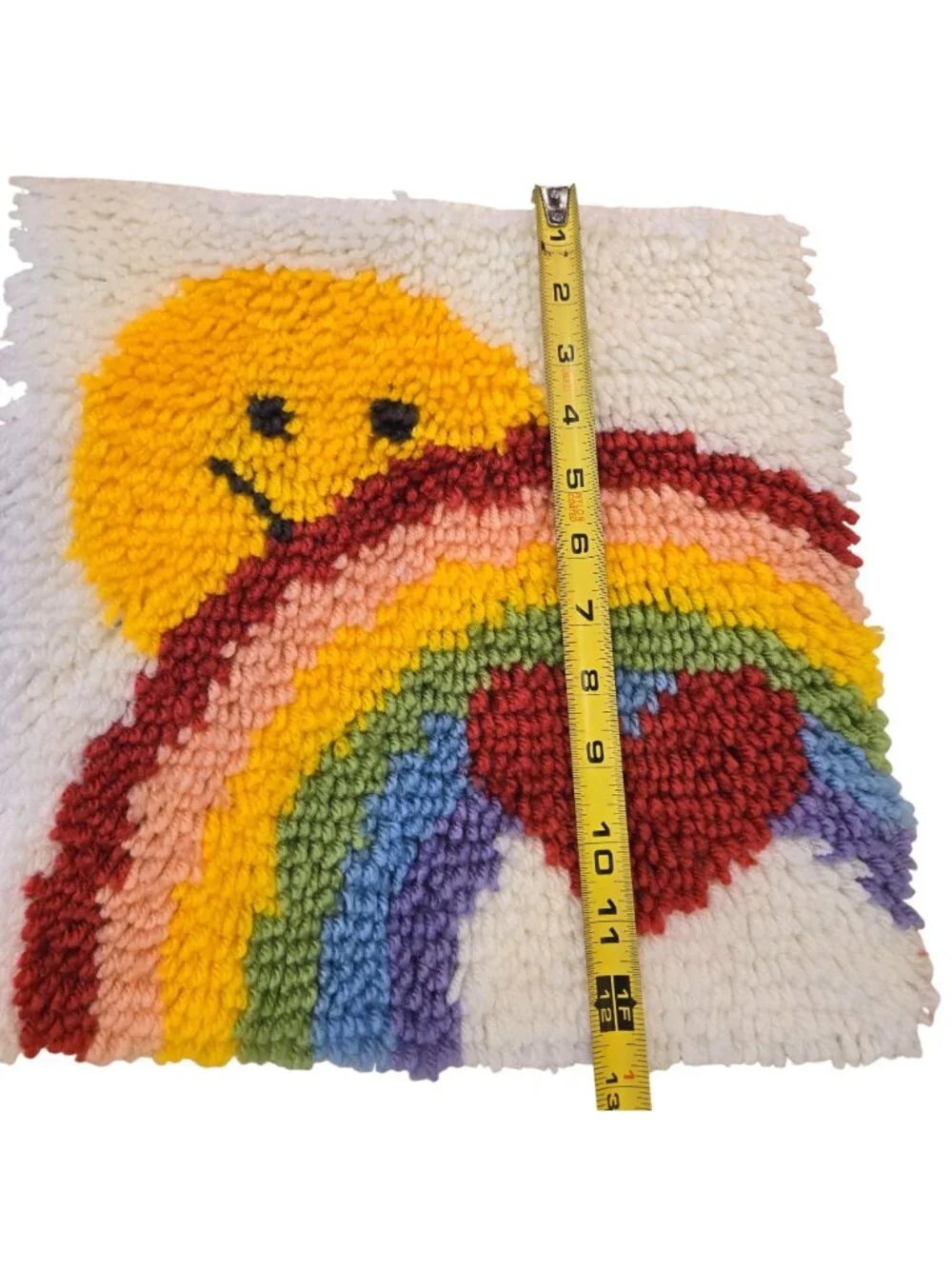 Wonderart Latch Hook Kit Rainbow Smiley Rainbow Heart Finished Wall Art